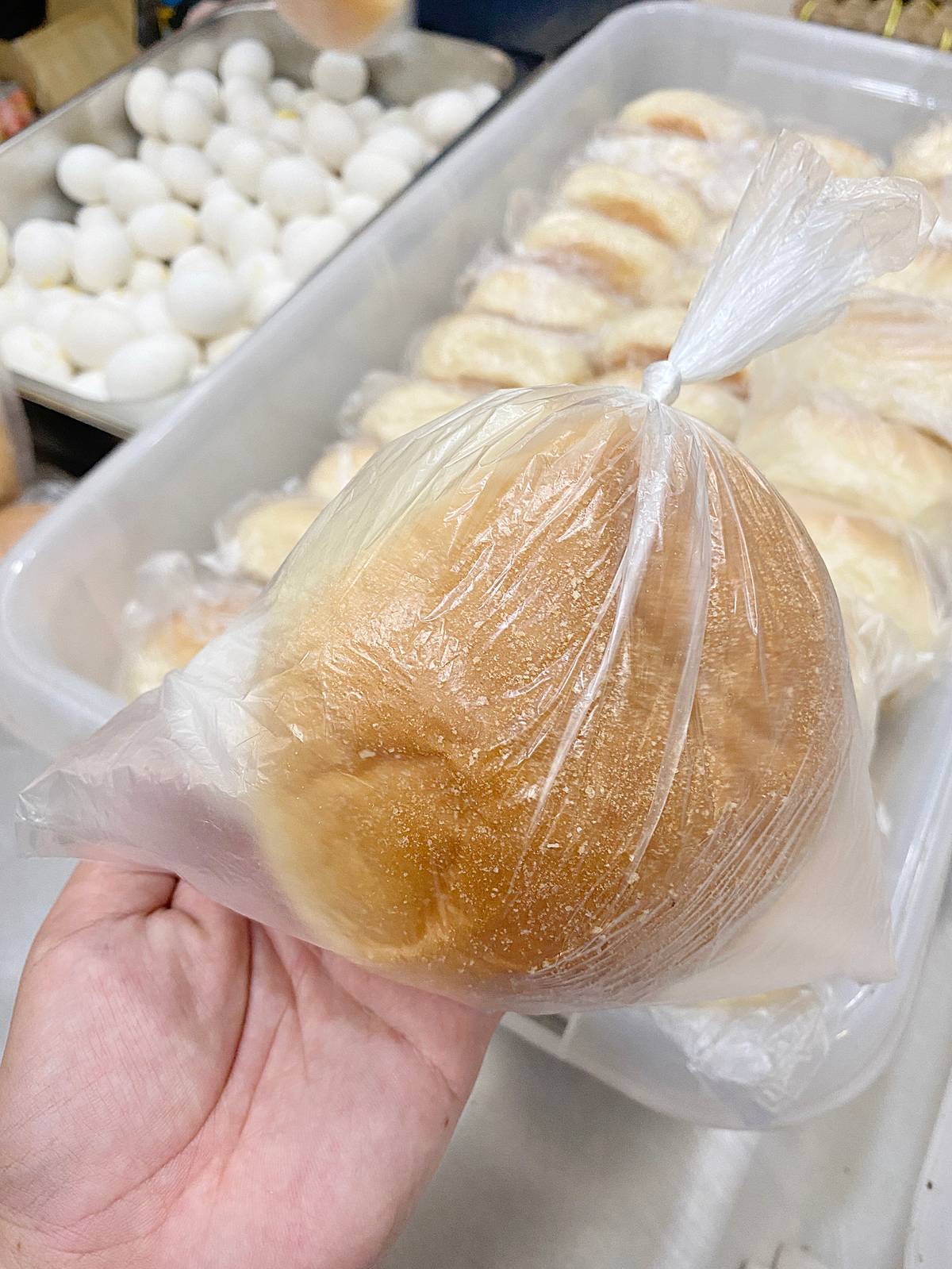 Tindeli made giant pandesals especially for the feeding program.
